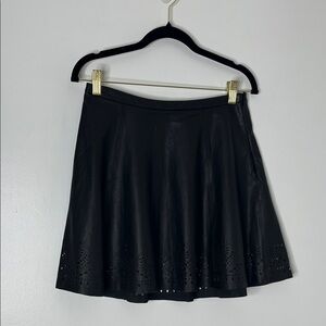 Black Leather Skater Style Skirt Sz Small